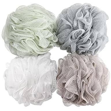 BTYMS Bath Sponge Shower Loofahs 60g Mesh Pouf Bath Scrunchies Body Wash Puff Shower Puff - Pack of 4 - Image 1