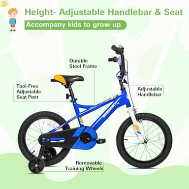 WEIZE Kids Bike,16 Inch Children Bicycle for Boys Girls Ages 4-6 Years Old, Rider Height 38-48 Inch, Coaster Brake, Blue - Image 2