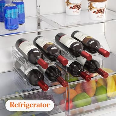 Lifewit Plastic Stackable Wine Rack for refrigerator, Cabinet, Countertop,Wine Bottle Holder, Water Bottle Organizer for Fridge, Pantry, Hold 8 Bottles - Image 5