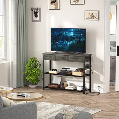 Ecoprsio 47'' Entryway Table with Outlets and USB Ports, Console Table with 3 Drawers, Sofa Table Narrow Long with Storage Shelves for Living Room, Couch, Hallway, Foyer, Kitchen Counter, Grey - Image 5