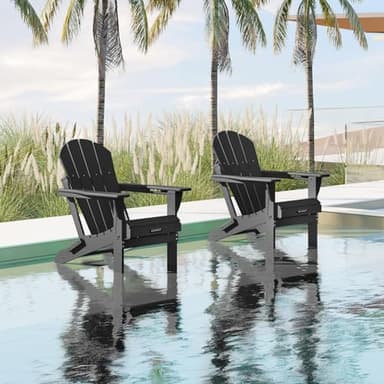 MUCHENGHY Folding Adirondack Chairs Patio Chairs Outdoor Adirondack Chair Weather Resistant Chair for Patio, Outside, Deck, Backyard, Fire Pit Chair, Campfire Chairs (Black) - Image 8