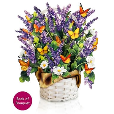Freshcut Paper Pop Up Cards, Lavender & Butterflies, 12 Inch Life Sized Forever Flower Bouquet 3D Popup Greeting Card, Birthday & Thank You Card, Blank Notecard & Envelope - Image 6