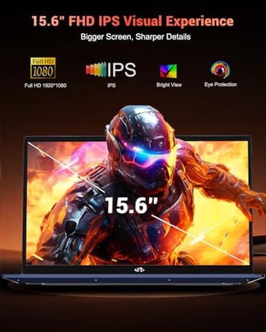 15.6'' FHD IPS Student-Laptop-Computer - AMD Ryzen 5(Beat i3 1215U 4 Cores Up to 3.7GHz), 8GB RAM 128GB SSD, 65W Type-C, 2 Years Warranty, Fingerprint, Backlit Keyboard, BT5.2, Numpad, Blue - Image 4