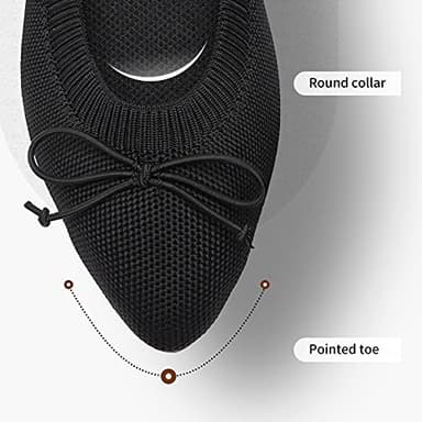 Shupua Women's Flats Black Flats Shoes Pointed Toe Ballet Flats Comfortable Bow Girls Flats Dressy(Black.us9) - Image 4