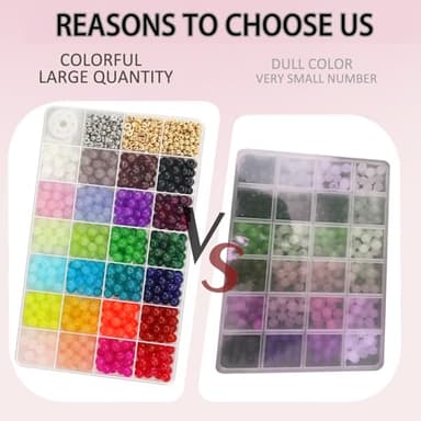 JULIMAIDONG 8mm Glass for Bracelets 1000pcs, 24 Colors Round Crystal Glass Bracelet Making Kit for Jewelry Making Kits Bead DIY Crafts with Spacer Charms Accessories (8mm, 24Color) - Image 6
