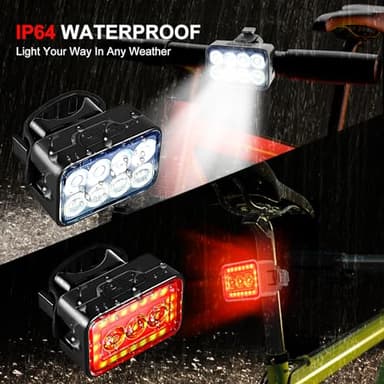 Super Bright Bike Headlight-Taillight Combinations, USB Rechargeable Bicycle Lights Front and Back, Waterproof LED Bike Lights for Night Riding, Mountain/Cycling/Scooter Safety Accessories - Image 4