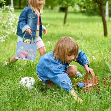 Easter Basket, Blue Easter Baskets for Kids, Cute Personalized Easter Basket with Handle for Easter Party - Image 4