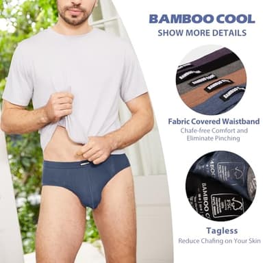 Men's Tagless Briefs Coverd Waistband Comfort Soft Underwear with Contour Pouch Breathable Underpants, Multipacks - Image 2