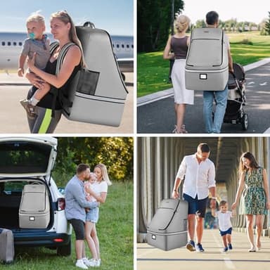 Car Seat Travel Bag,Padded Car Seats Backpack with Steel Cable Handle and Reflective Stripes, Large Durable Carseat Carrier Bag,Airport Gate Check Bag,Infant Seat Travel Bag with Shoulder Strap,Grey - Image 6