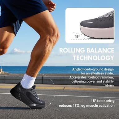 JACKSHIBO Wide Toe Box Shoes for Men Arch Support Shoes Wide Width Sneakers for Running Walking Athletic Tennis Orthopedic Plantar Fasciitis Workout with Thick Cushioned Zero Drop Sole Grey - Image 5
