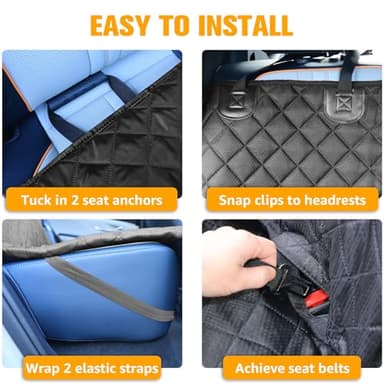 PETICON Dog Car Seat Covers for Ford f150/Ram1500/Nissan Frontier/Toyota Tacoma/GMC Canyon/Silverado, Waterproof Pet Back Seat Cover for Trucks, Scratchproof Nonslip Durable Rear Seat Cover for Dogs - Image 4