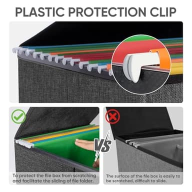 BALEINE File Organizer Box with Lid, Collapsible File Folder Organizer with Plastic Slide, Hanging File Folder Box for Office Document Storage (1 Pack, Black) - Image 4