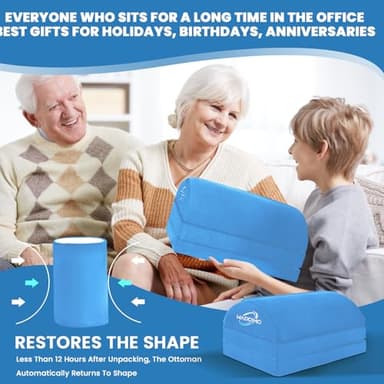 WADCIMC Foot Rest for Under Desk at Work, Warmer Feet Pocket Footrest,Foot Stool with Washable Cover,Comfortable Footrest with 3 Adjustable Heights, for Office Gaming Chair, for Leg Support, XL(18IN) - Image 7