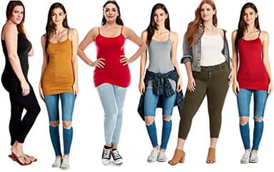 Emmalise Women's Basic Plus Size Long Camisole Cami Top Value Combo - 3Pk - Black, 3XL - Image 5