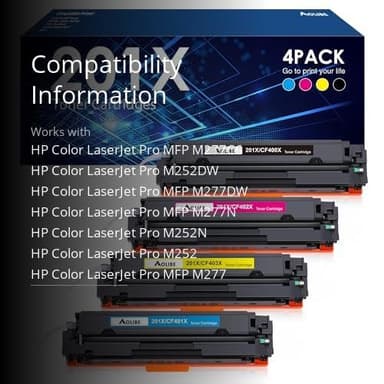 201X Toner Cartridge Compatible for HP 201X 201A 4 Pack CF400A CF401A CF402A CF403A High Yield for HP Color Laserjet Pro MFP M277dw M252dw M277n M277c6 (Black, Cyan, Magenta, Yellow) - Image 3