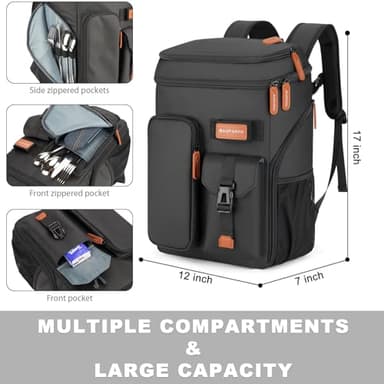 Insulated Cooler Backpack,Bagparkk 33 Cans Multifunctional Double Deck Leakproof Cooler Bag with Sternum Strap,Large Capacity Lightweight Travel Camping Beach Backpack Cooler Ice Chest for Men Women - Image 6