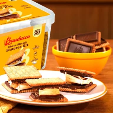 Bauducco Choco Biscuit S’mores Kit – Individually Wrapped Packs with Chocolate Biscuits and Marshmallows for Easy S’mores Making, 16.94 oz (Pack of 20) - Image 7