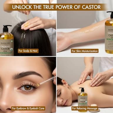 Majestic Pure Organic Castor Oil 16 Fl Oz - 100% Pure and Natural - Premium Grade Carrier Oil - Hair, Eyelashes and Eyebrows - Hair Oil and Body Oil - Expeller Pressed - Hexane Free - Image 4