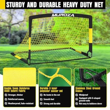 Soccer Goal, Kids Soccer Goals for Backyard Set, 2 Pack of 4x3 ft Portable Pop Up Soccer Net with Soccer Ball, Cones, Complete Training Equipment for Youth, Toddler Outdoor Sports Games - Image 3