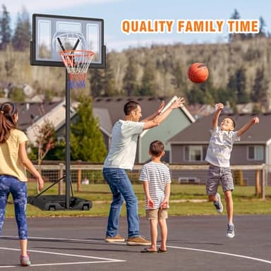 Yohood Basketball Hoop Outdoor 10ft Adjustable, Portable Basketball Hoop Goal System for Kids Youth and Adults in Backyard/Driveway/Indoor, 44 Inch Shatterproof Backboard and Larger Base - Image 2