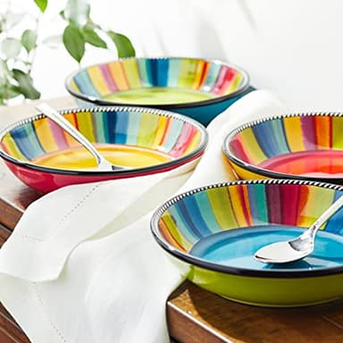 Certified International Sierra 9" Soup/Pasta Bowl, Set of 4 Assorted Designs, Multicolor – Great for Hearty Meals, Pasta Nights, Soups, and Vibrant Family Dinners - Image 5