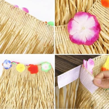 Fovths Luau Grass Table Skirt Natural 9 Feet x 29.5 Inch Hawaiian Table Skirt for Tropical Hawaiian Party Decorations Luau Costume Party, Straw Yellow - Image 3