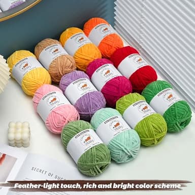 2 Pack Golden Yellow Fluffy Velvet Yarn for Crocheting,Chunky Chenille Baby Blanket Yarn for Crochet,Soft Fuzzy Puzzle Yarn for Knitting,(100g/3.53oz Each) Bulky Thick Amigurumi Crochet Yarns - Image 4