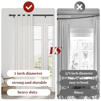 Kuianroll Heavy Duty Curtain Rods for Windows 66 to 120 Inch(2.5-10ft), 1 inch Diameter Long Curtain Rod with Brackets,Adjustable Bronze Curtain Rod for Living room,Bedroom(Bronze,30" to 120") - Image 4