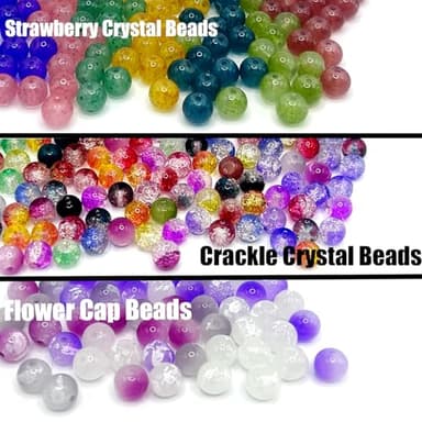 Bijbeads 56 Colors 8mm Glass Beads for Jewelry Making, 1400PCS Crystal Round Beads, Loose Bead Bulk Bracelet Making Kit for DIY Crafts Gifts - Image 4