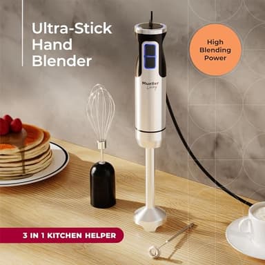 Mueller Immersion Blender Handheld - 8 Speed Stainless Steel Electric Hand Blender, 3 in 1 Emulsion Blender Handheld with Turbo Mode, Stick Blender Emulsifier for Kitchen for Soup, Smoothie, Puree - Image 2
