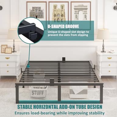 Yitong Angel 14 Inch Queen Bed Frame,3500 lbs Heavy Duty Metal Platform, Steel Slats Support/No Box Spring Needed/Noise Free/Non-Slip/Easy Assembly - Image 5