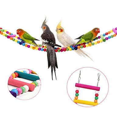 Bird Parrot Toys Ladders Swing Chewing Toys Hanging Pet Bird Cage Accessories Hammock Swing Toy for Small Parakeets Cockatiels, Lovebirds, Conures, Macaws, Lovebirds, Finches (10 Ladders) - Image 4