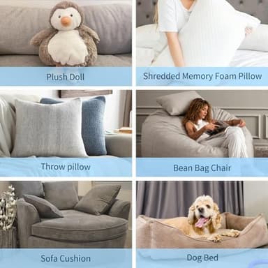 Bean Bag Filler, 40 lbs Shredded Memory Foam Filling, Soft Pillow Stuffing Bean Bag Refill Foam for Couch, Cushion, Stuffed Animals, Dog Bed, Arts Crafts - Image 6