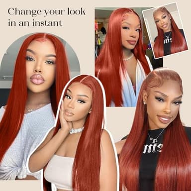 AMIRTY 250% Density Ginger Wig Human Hair 13X4 Reddish Brown HD Lace Front Wigs Human Hair Bleached Knots for Women 12A Straight Wigs Human Hair with Baby Hair 28Inch - Image 6