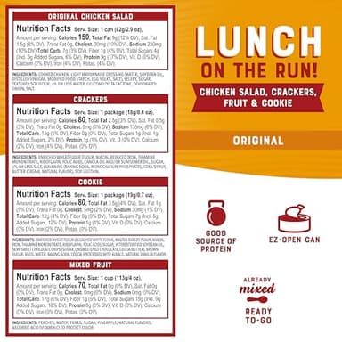 Bumble Bee Lunch On The Run Chicken Salad with Crackers Kit, 8.2 oz (Pack of 4) - Ready to Eat, Includes Crackers, Cookie & Mixed Fruit - Shelf Stable & Convenient Source of Protein - Image 3