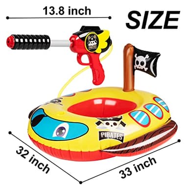 Inflatable Pool Floats Kids with Water Gun, Pirate Ship Pool Floats for Toddlers, Blow Up Pool Toys for Kids Ages 4-8, Summer Fun Boat Shaped Water Toys Swimming Floaties for Boys and Girls - Image 6