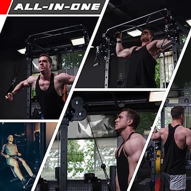 RitFit Multi-Function Garage & Home Gym Package Includes 1000LBS Power Cage PPC03 with Cable Crossover System, Weight Bench, Olympic Barbell Weight Set, Full Body Workout-BLK,Bumper Plate 230lbs - Image 3