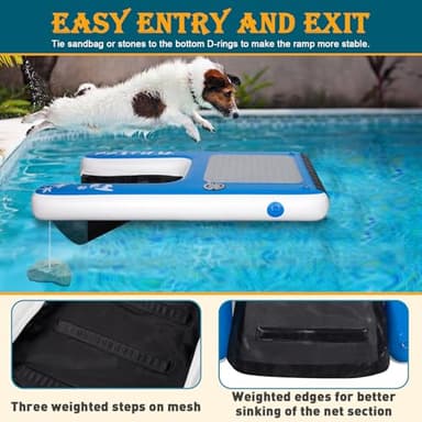 ACWYENN Large Inflatable Dog Boat Pool Ramp for Large Dog Ramp for Pool Boat Dock with Non-Slip Pad (58" x 38" Blue) - Image 5