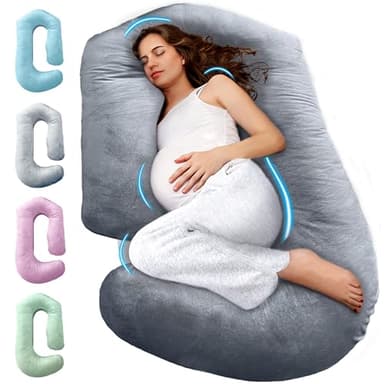 PILLANI Pregnancy Pillows for Sleeping – 57-Inch Maternity Pillow for Pregnant Women with Removable Washable Cover – Support for Back, Belly, Neck, Legs, and Hips – V C U Shaped Full Body Pillow - Image 1