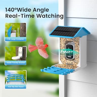 Smart Bird Feeder with Camera, Solar Powered, AI Recognition, Auto-Capture & Instant Notify, Identify 11,000+ Birds, 2K HD Footage, for Bird Enthusiasts, Outdoor Garden. - Image 4