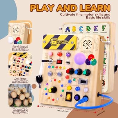 Sumsoltic Busy Board,Montessori Toys for 1-3 Year Old Boys & Girls,Travel Educational Learning Activities for Toddlers,Sensory Toy for Kids with Autism (Busy Board v5) - Image 4