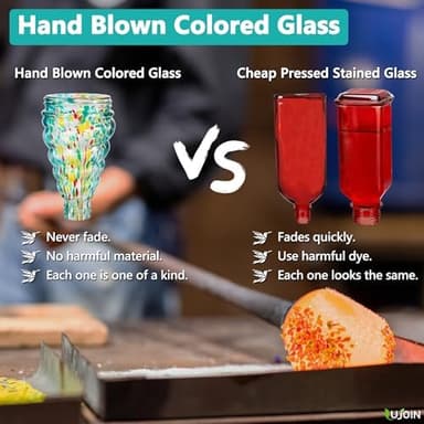 Solar Hummingbird Feeder for Outdoors Hanging, Lighted Lantern with RGB Lights, Hand Blown Glass, 28 fl.oz, Leak Proof & Rustproof, Metal Cover with 5 Feeding Ports, Spiral Shaped, Teal - Image 6