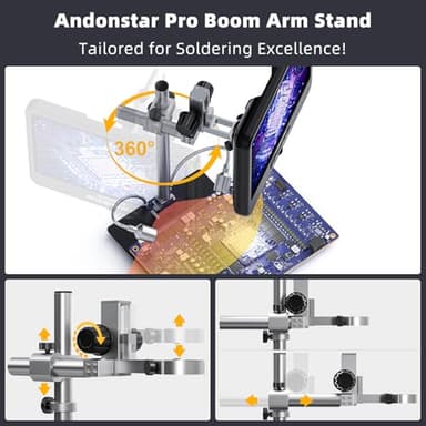 Andonstar 4K 30FPS Digital Microscope with 10.1" Screen, 3840P UHD Video Audio, Pro Boom Arm Stand for Soldering, Electronics Repair, Coin, AD208S-Pro HDMI Electronic Microscope for Adults, 64GB - Image 3