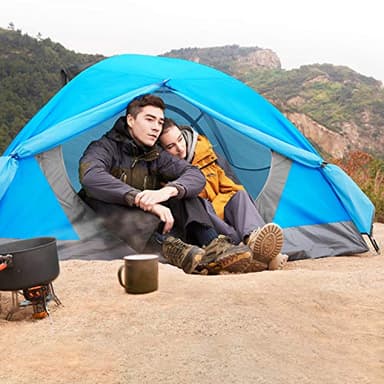 BISINNA 2/4 Person Camping Tent Lightweight Backpacking Tent Waterproof Windproof Two Doors Easy Setup Double Layer Outdoor Tents for Family Camping Hunting Hiking Mountaineering Travel - Image 2