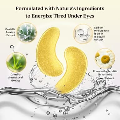 DERMORA Golden Glow Under Eye Patches | Rejuvenating Treatment | Dark Circles, Puffy Eyes, Refreshing, Revitalizing, Travel, Wrinkles | 50 Pairs Eye Gels - Image 5