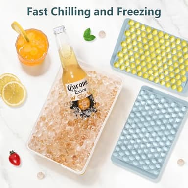 WIBIMEN Mini Ice Cube Trays, Small Tiny Round Pebble Crushed Nugget Ice Trays for Freezer with Lid - Chilling Drinks Coffee Juice(2 Pack/0.55In - Blue) - Image 3