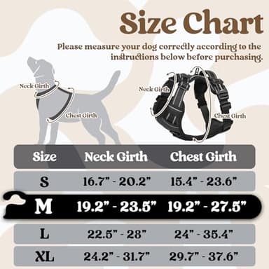 rabbitgoo Dog Harness Medium Sized, No Pull Pet Harness with 3 Buckles, Adjustable Soft Padded Vest with Control Handle, Walking Reflective Pet Vest for Medium Dogs, Black, M - Image 2