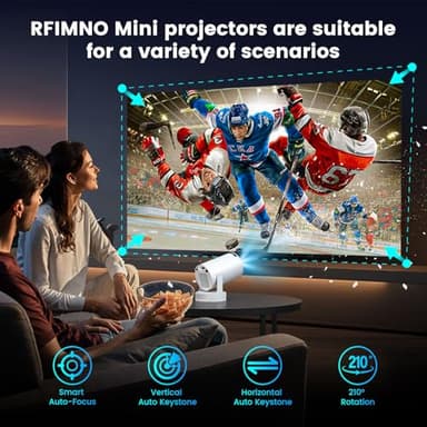 Mini Projector,Support 4K with Bluetooth 5.4 WIFI6, 5watt Sound Base Speaker,160 ANSI, Android 11,210° Rotation, Auto Keystone Correction Video Projector HY300 ULTRA - Image 7