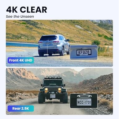 Dash Cam Front Rear, 4K/2.5K Full HD Dash Camera for Cars, Included 64GB Card, Built-in Wi-Fi Camera, Night Vision, 3” IPS Screen, 170°Wide Angle, WDR, 24H Parking - Image 2