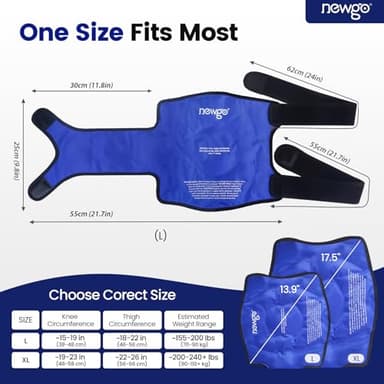 NEWGO Ice Pack for Knee Injuries Reusable, Knee Ice Pack Wrap Around Entire Knees for Replacement Surgery Recovery, Gel Cold Pack Wrap for Meniscus Tear, ACL, Swelling Pain Relief - Blue - Image 6